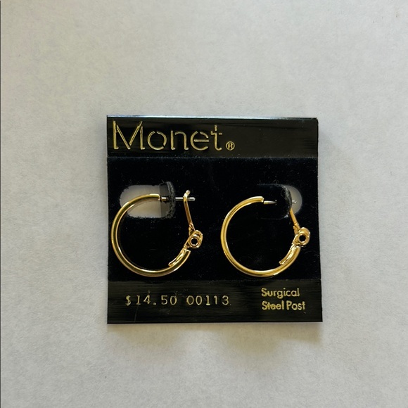 Vtg Monet 14K Gold Hoop Earrings Set - Picture 5 of 5